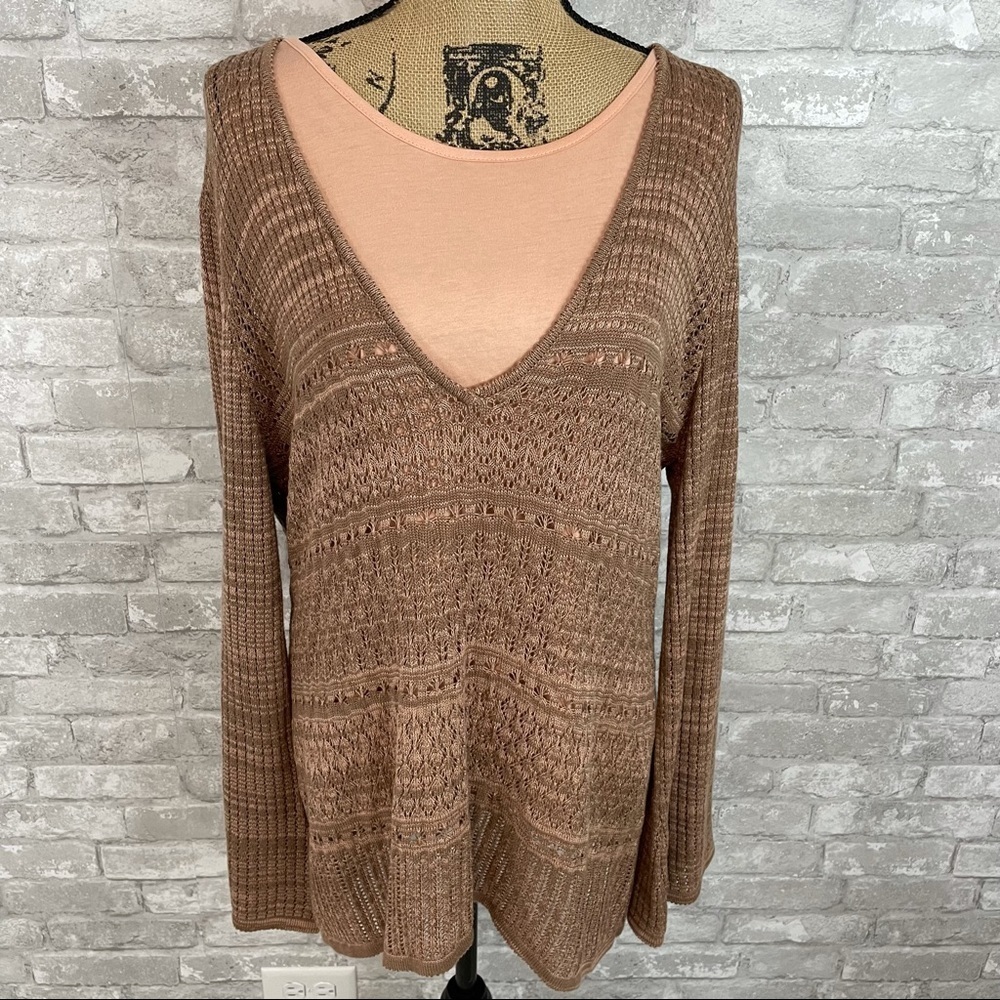 Jones Wear Brown V-Neck Sweater